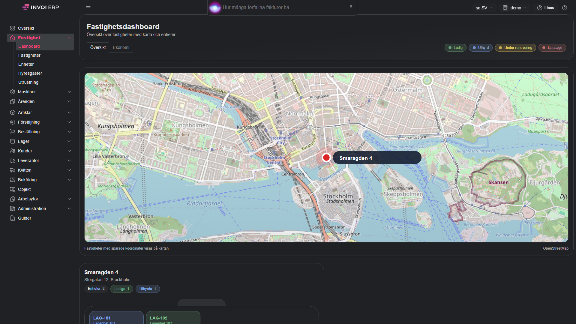 Vald vy i Fastigheter på skrivbord
